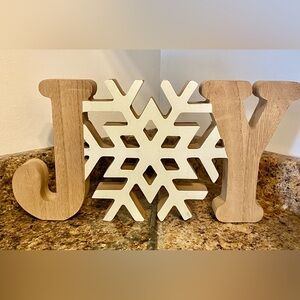 Joy Snowflake Tabletop Free Standing Decor Sign, 13"x 7.5"  Christmas, Winter